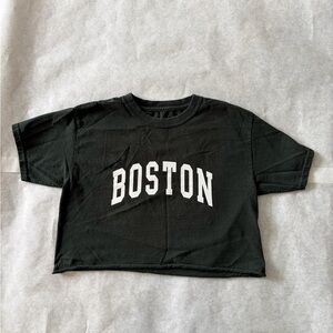 Brandy Melville Green  Boston Graphic T-Shirt cropped
